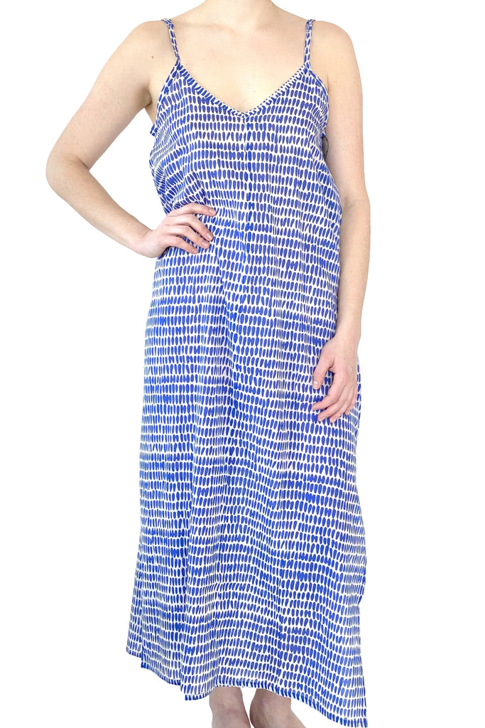 A woman in a See Design slip dress.