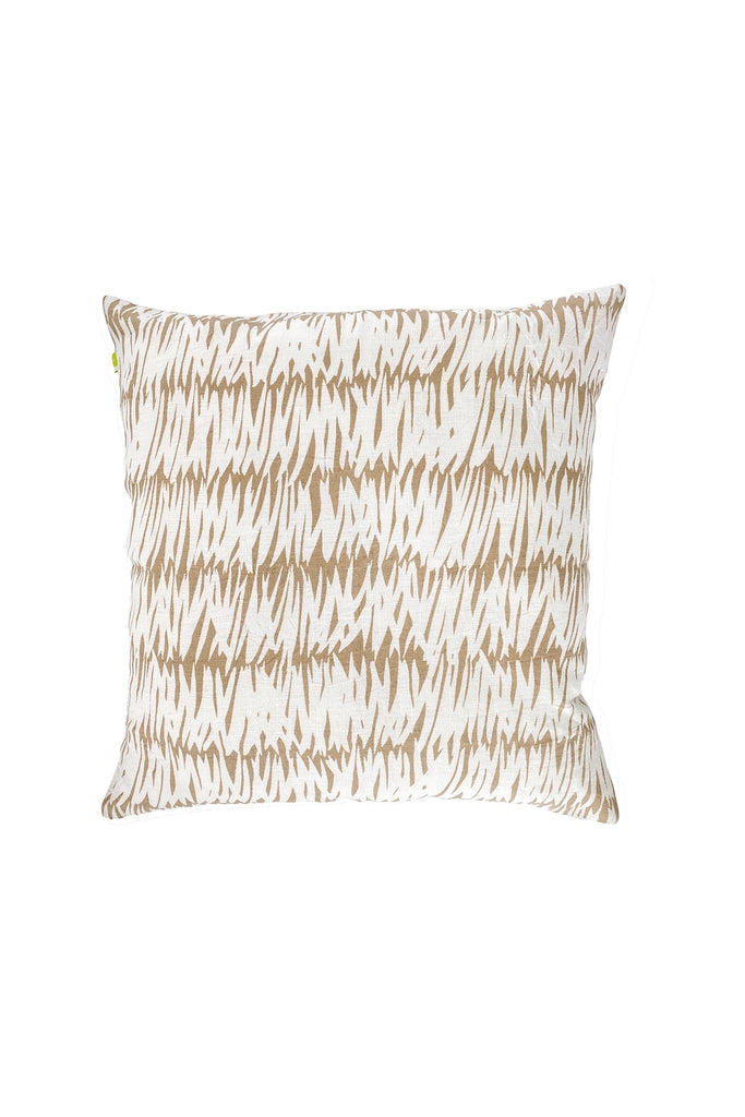 A See Design Linen 20" Pillow Cover with a beige and white hand-painted design.