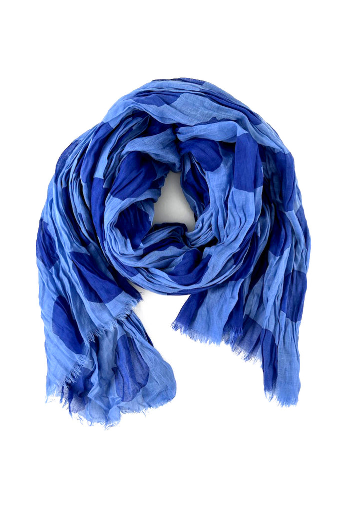 A delicately crinkled See Design cotton scarf on a white background.