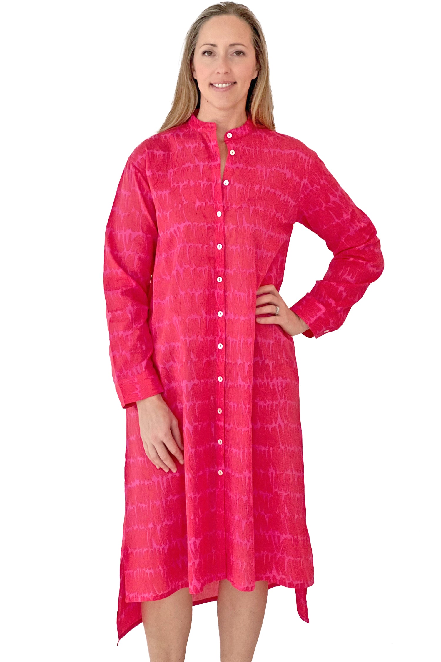 design shirt dress Women's Printed Midi Shirt Dress in Cherry Lush size 4/6-Small