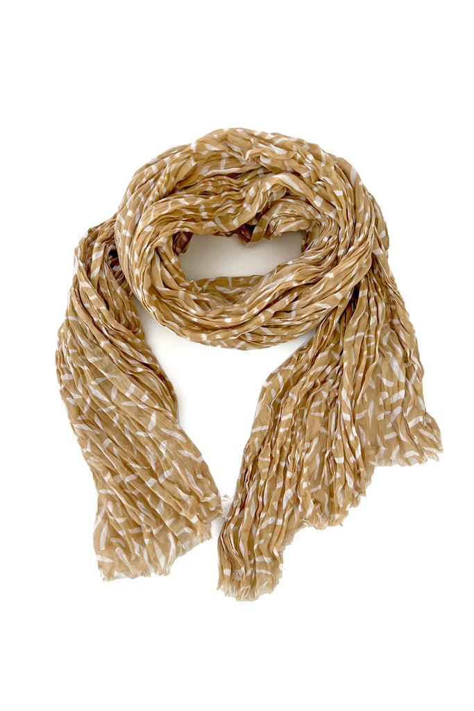 A See Design cotton scarf with a crinkled texture on a white background.