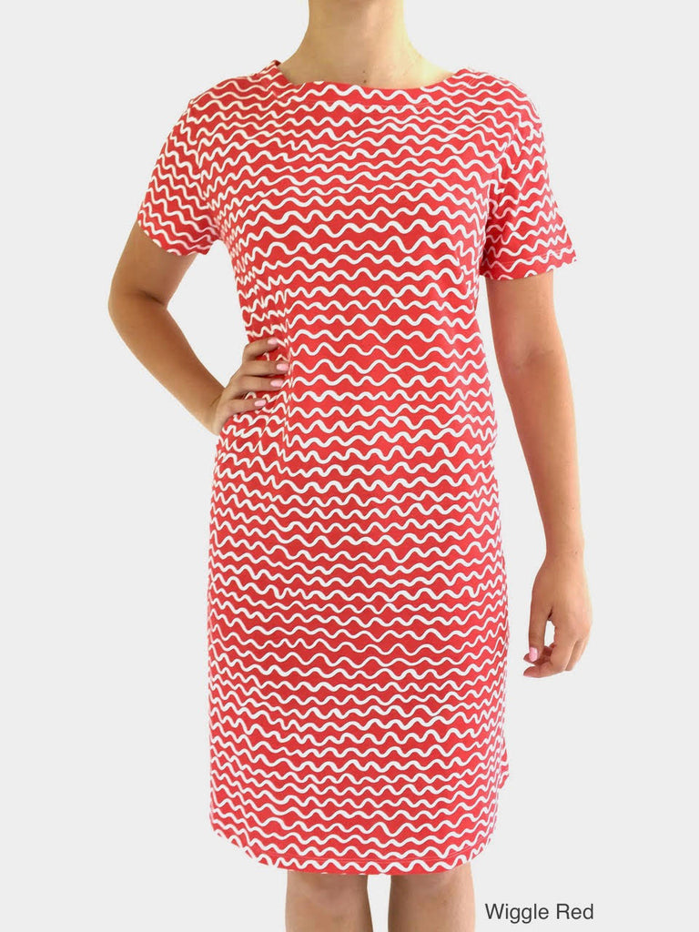 See Design Knit Dress Wiggle Red cotton coverup by Donna Gorman