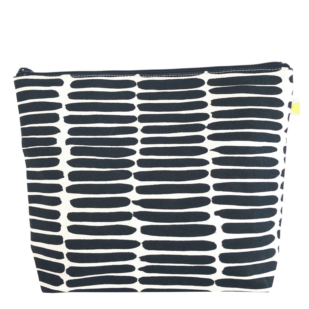 An See Design extra large black and white travel pouch.