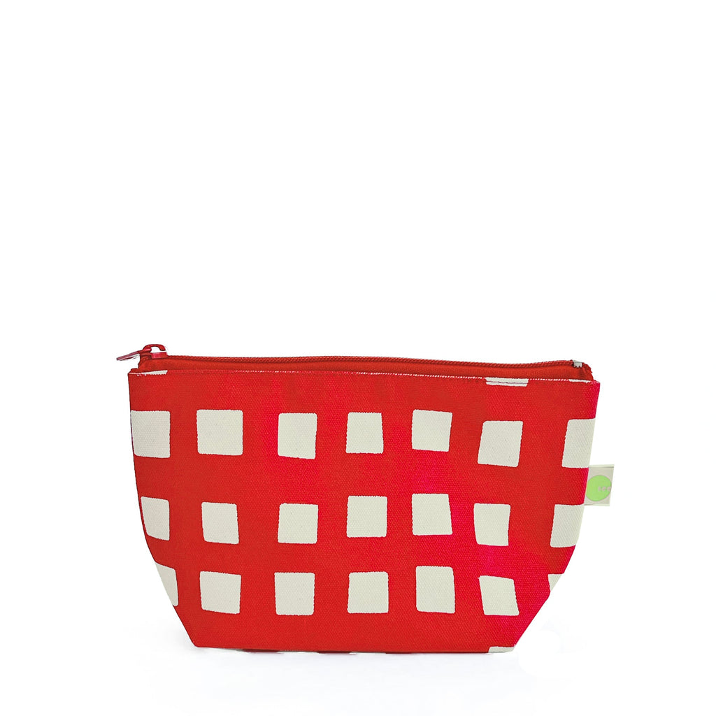 A checkered cotton canvas See Design Travel Pouch Small.