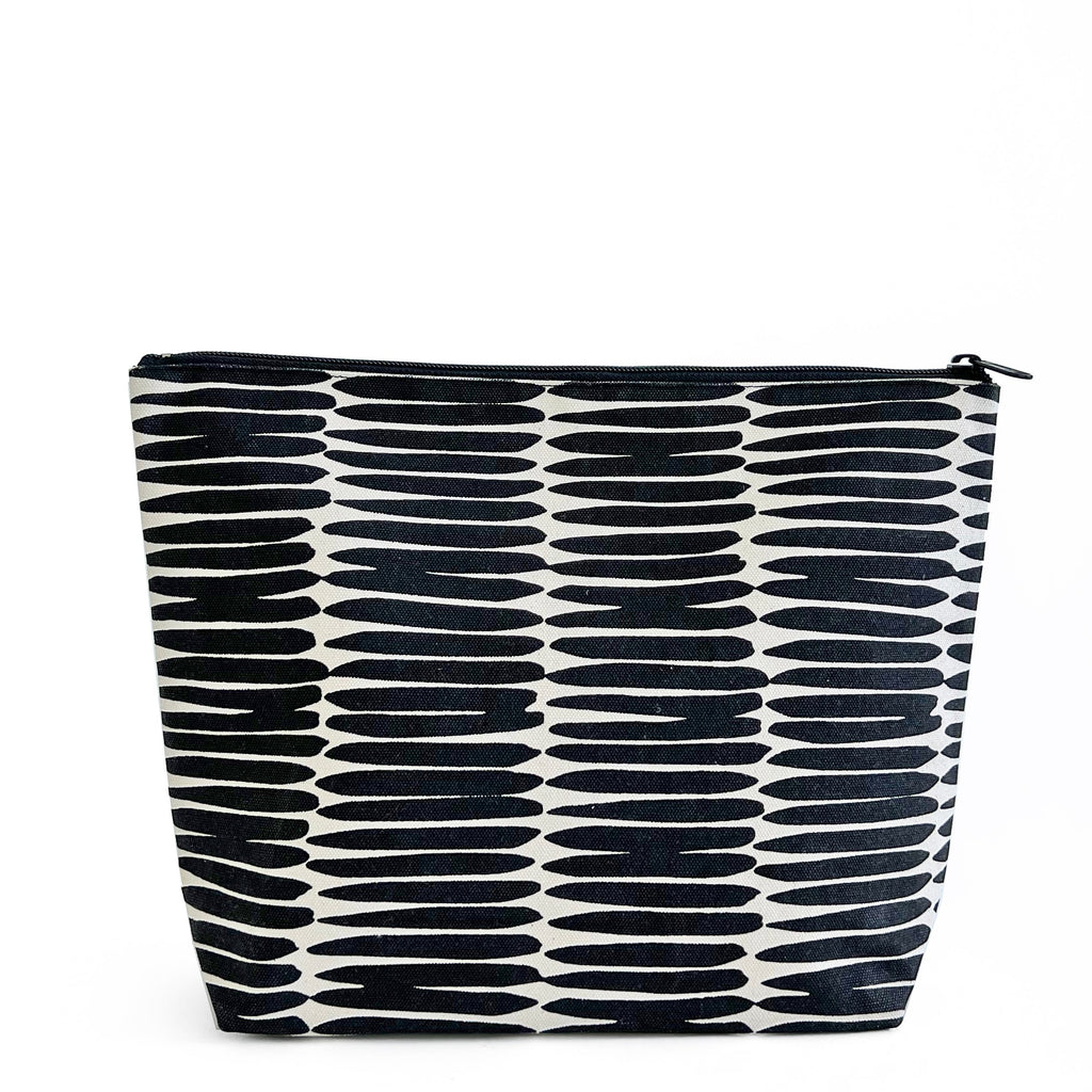 A See Design black and white striped Travel Pouch Extra Large.