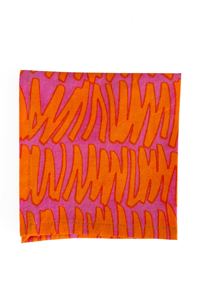 A colorful Cocktail Napkins (Set of 4) with a wavy pattern made of cotton, See Design.