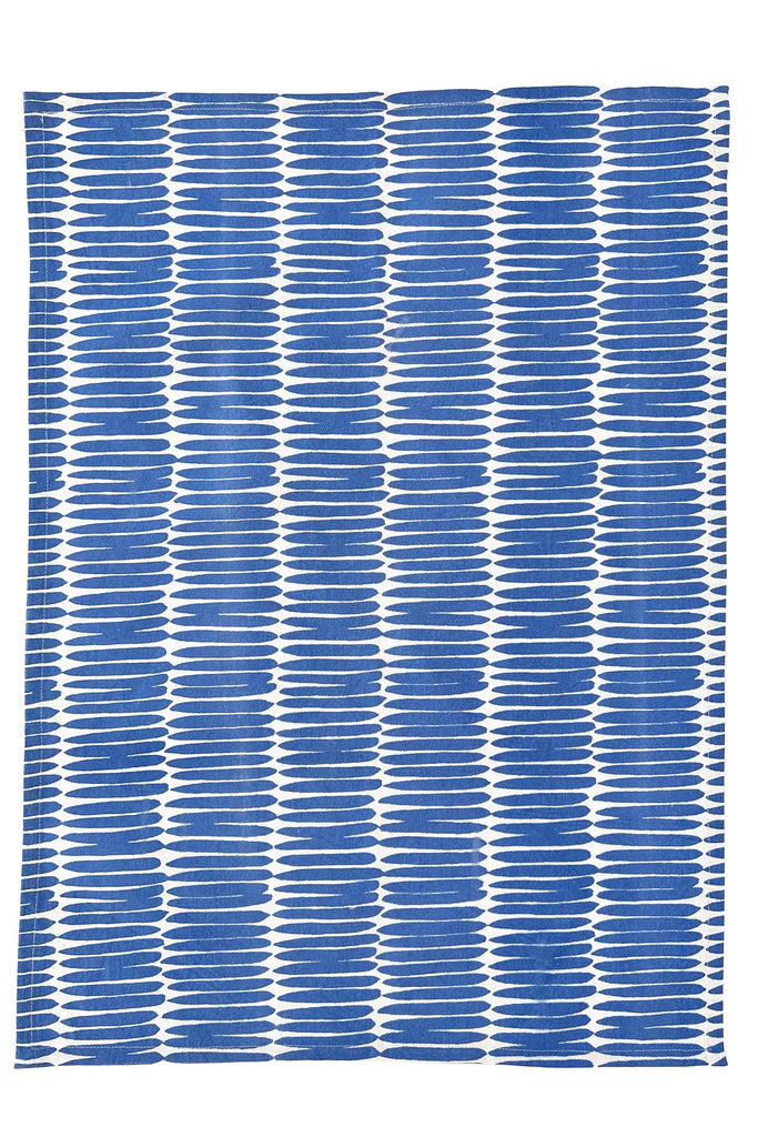 A vibrant blue and white striped Tea Towels (Set of 2) placemat for cleaning and drying dishes by See Design.