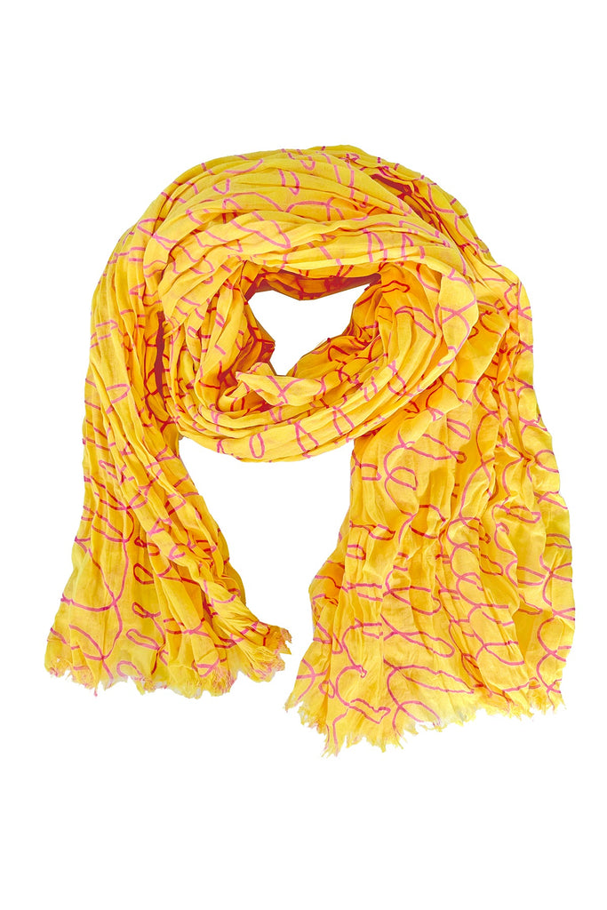 A colorful Cotton Scarf by See Design on a white background.