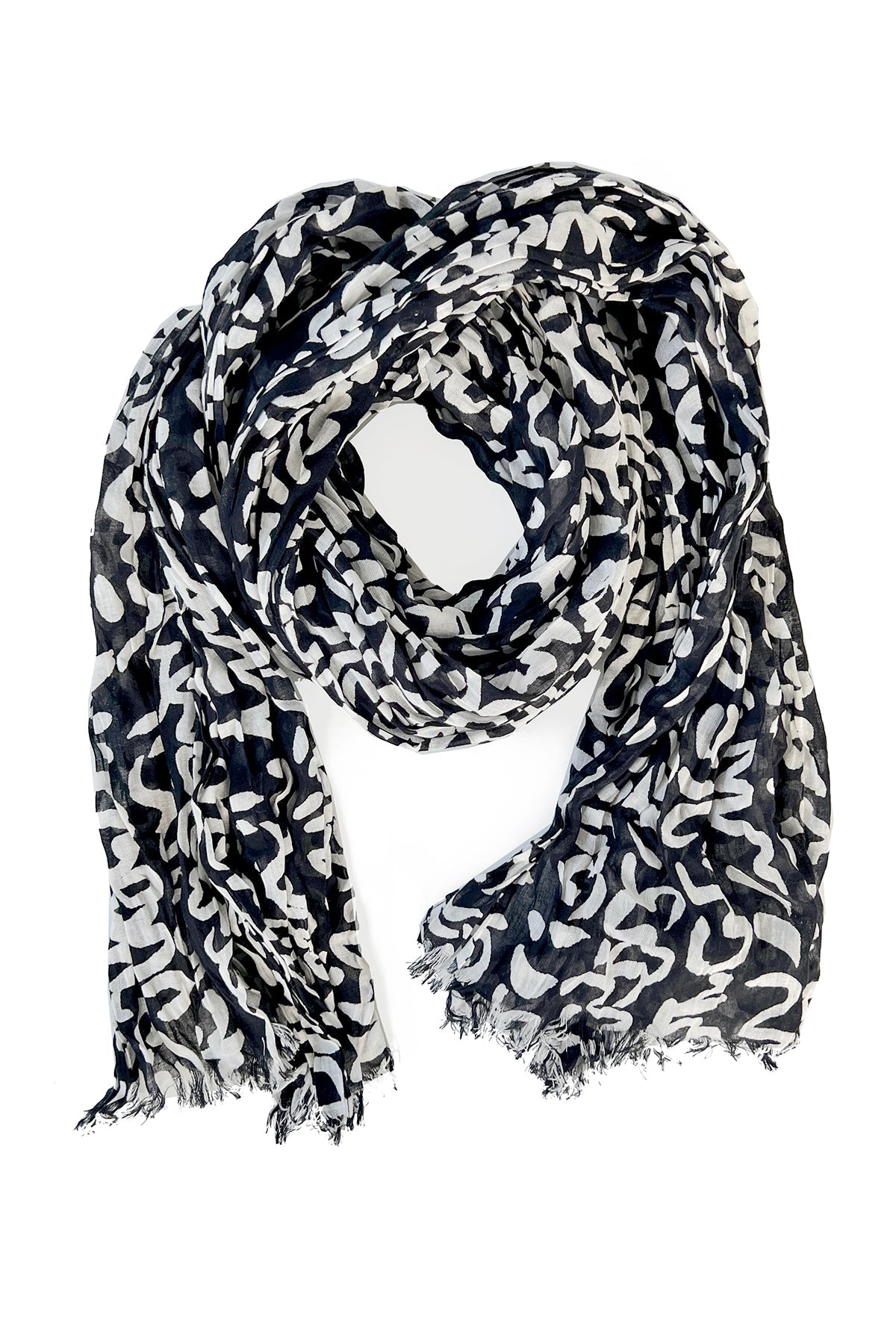 Black and shop white cotton scarf