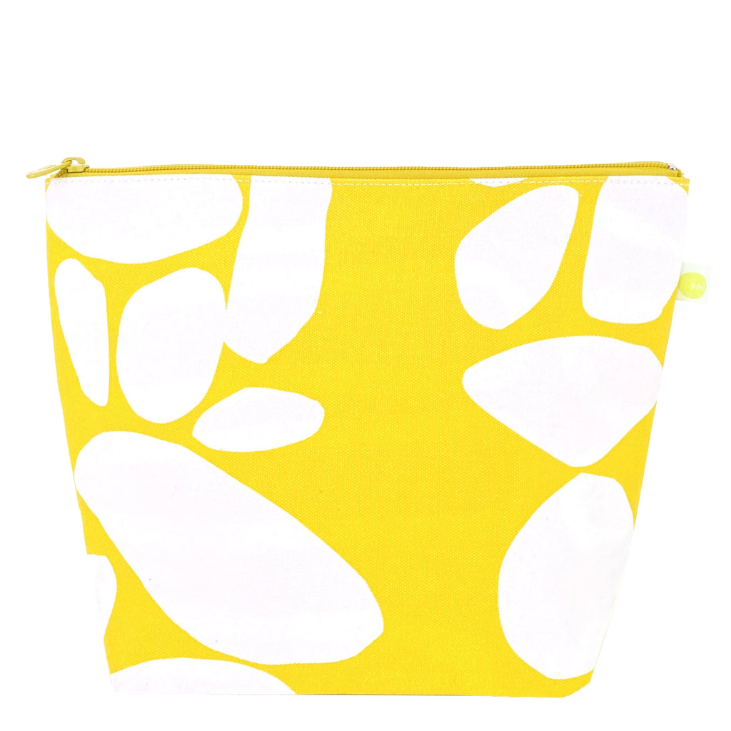 A yellow and white Travel Pouch Extra Large with a zipper. (Brand: See Design)